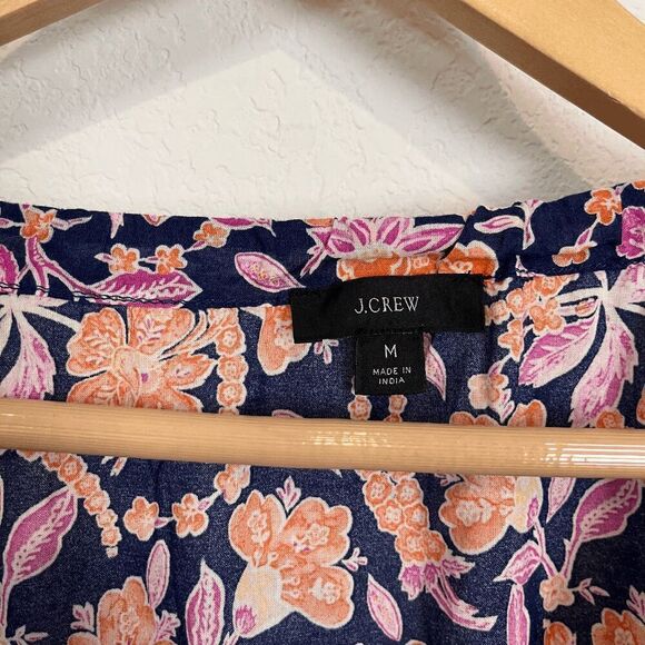 J. Crew Painted Block Floral Print Button Front Voile Beach Dress Size Medium - Picture 5 of 5